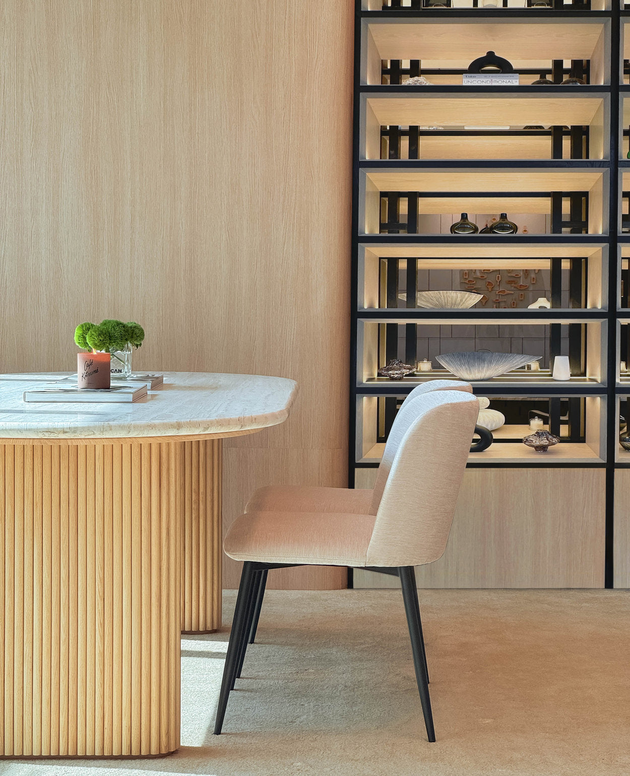 Thierry Travertine Dining Table - Whitewash Leg