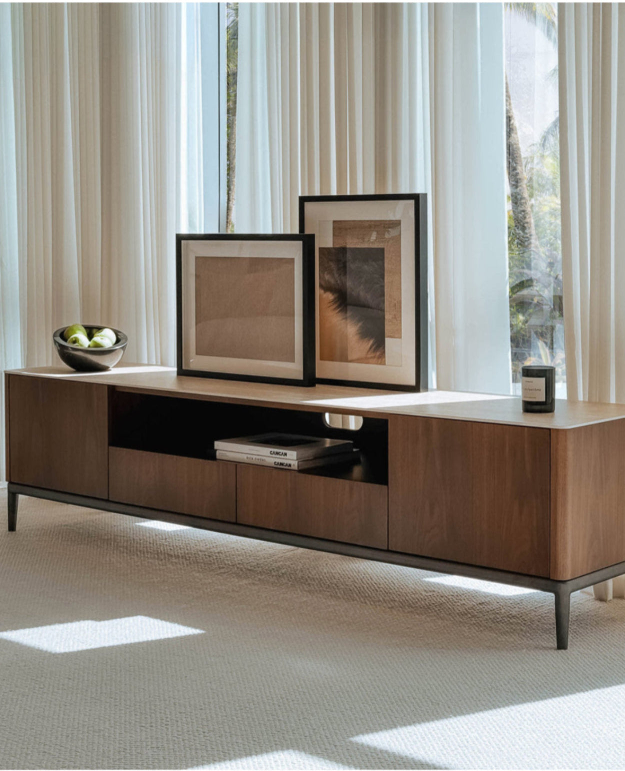 Torres TV Console - Walnut & Sintered Stone Media Cabinet