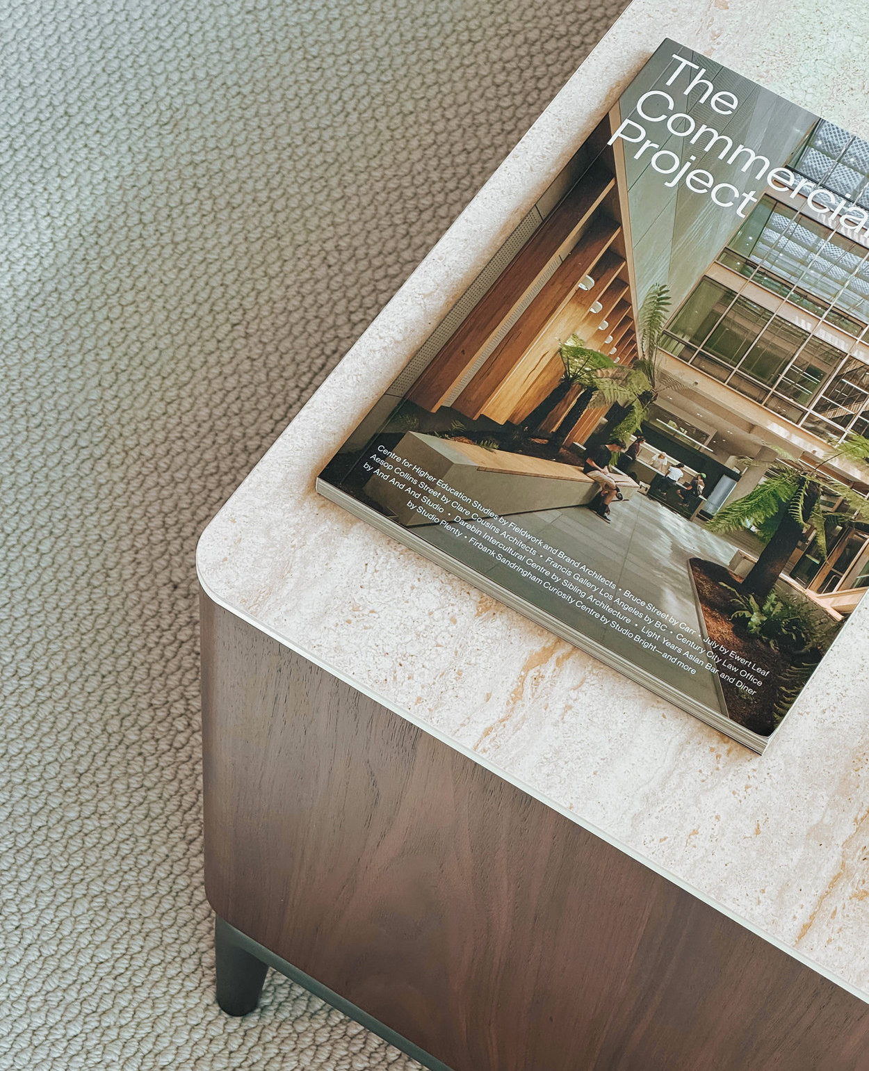 [NEW] Torres TV Console - Walnut & Ceramic‑Travertine Media Cabinet