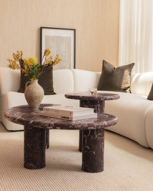 Vesper Marble Coffee Table Set in Rosso Levanto