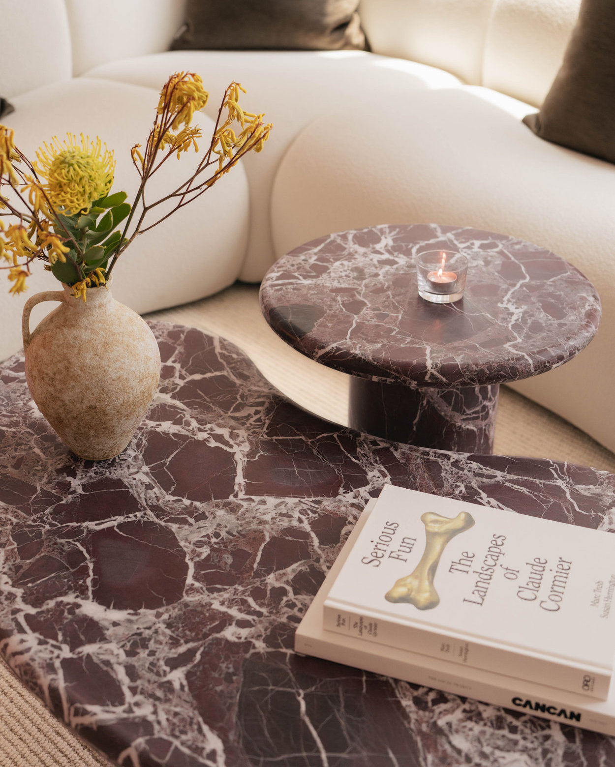 Vesper Marble Coffee Table Set in Rosso Levanto