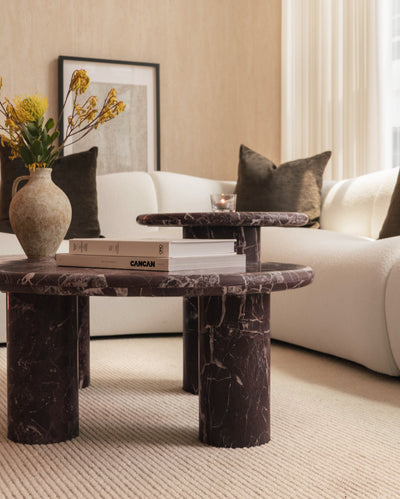 [NEW] Vesper Marble Coffee Table Set in Rosso Levanto