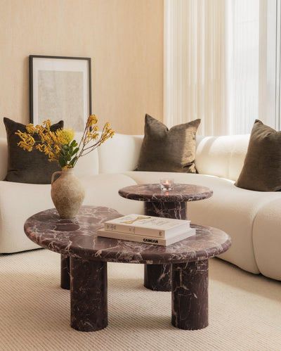 [NEW] Vesper Marble Coffee Table Set in Rosso Levanto