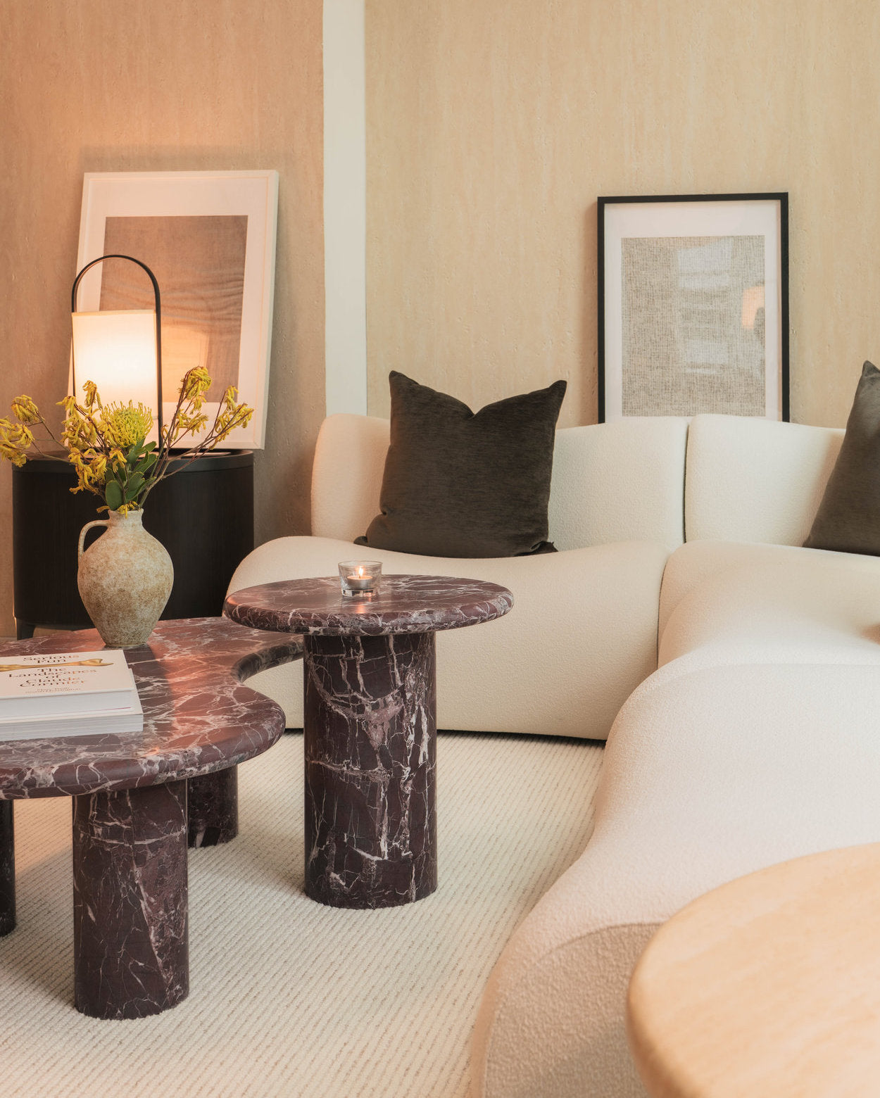 [NEW] Vesper Marble Coffee Table Set in Rosso Levanto