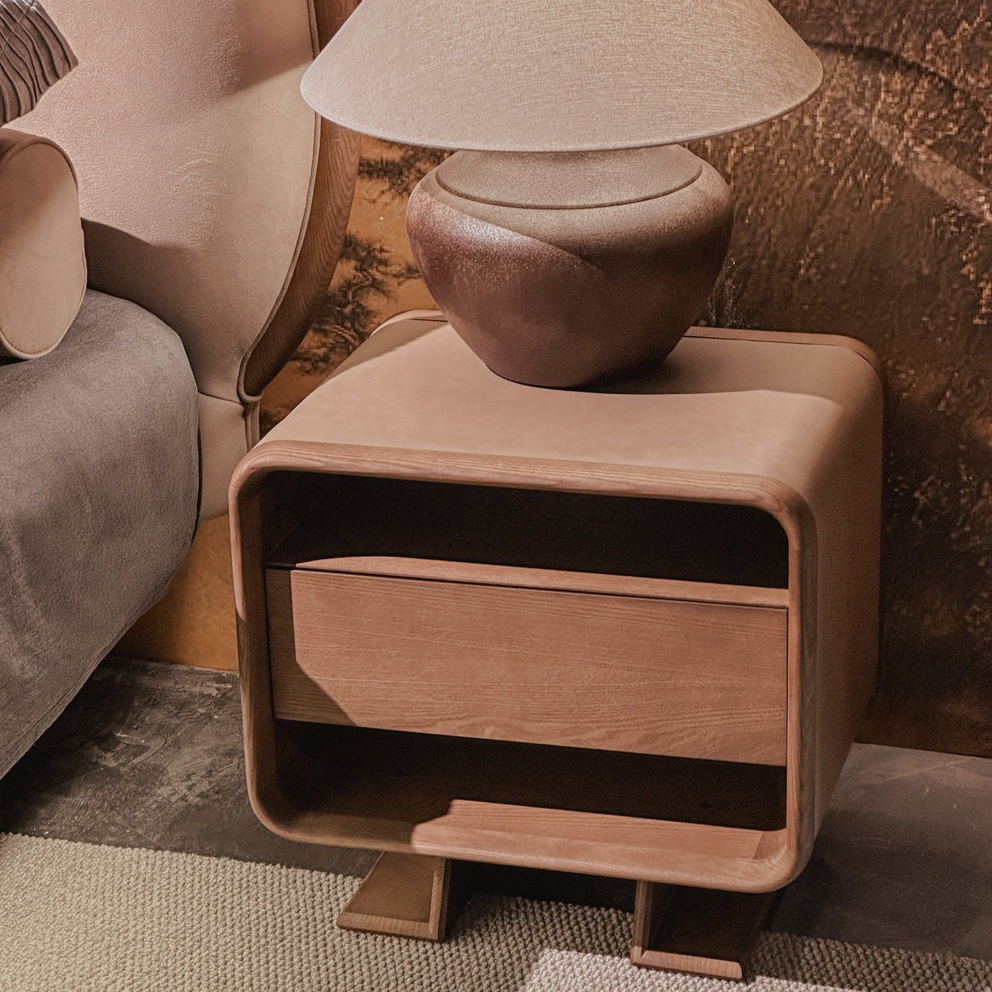 WAFT Side Table (Walnut) - Modern Wooden Nightstand with Storage