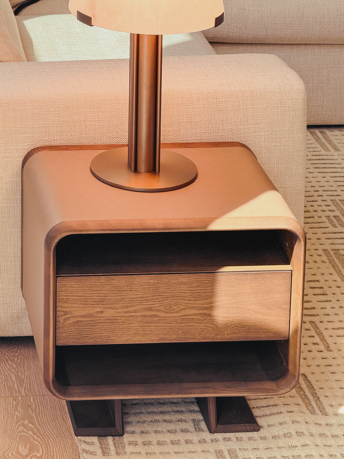 WAFT Side Table (Walnut) - Modern Wooden Nightstand with Storage