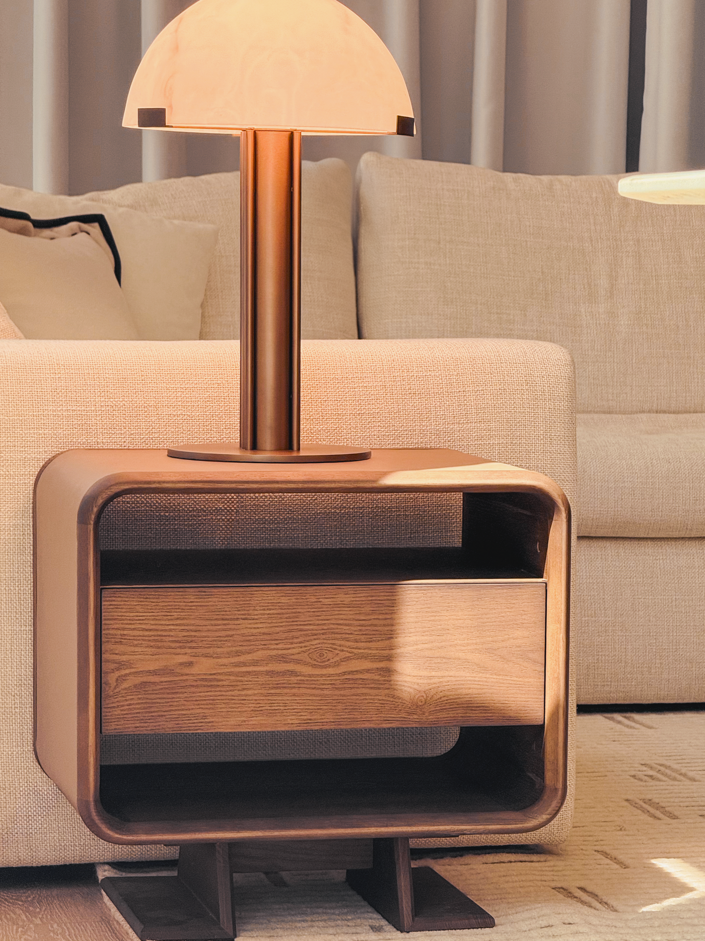 WAFT Side Table (Walnut) - Modern Wooden Nightstand with Storage