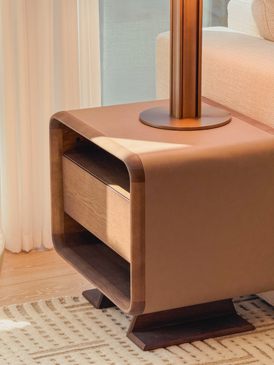 WAFT Side Table (Walnut) - Modern Wooden Nightstand with Storage