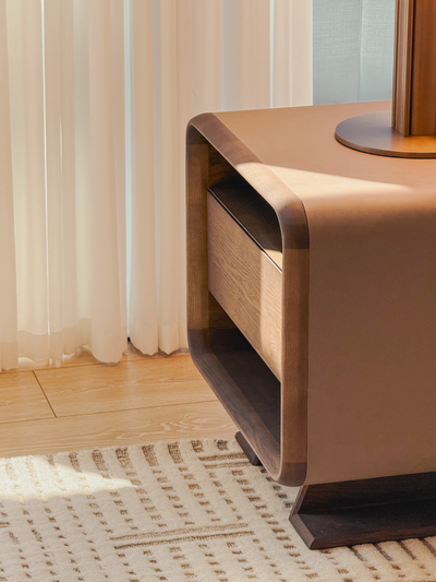 WAFT Side Table (Walnut) - Modern Wooden Nightstand with Storage