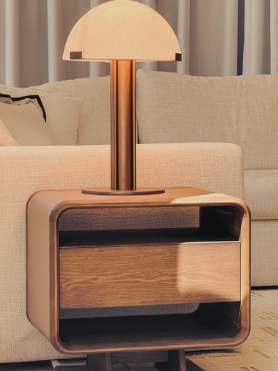 WAFT Side Table (Walnut) - Modern Wooden Nightstand with Storage