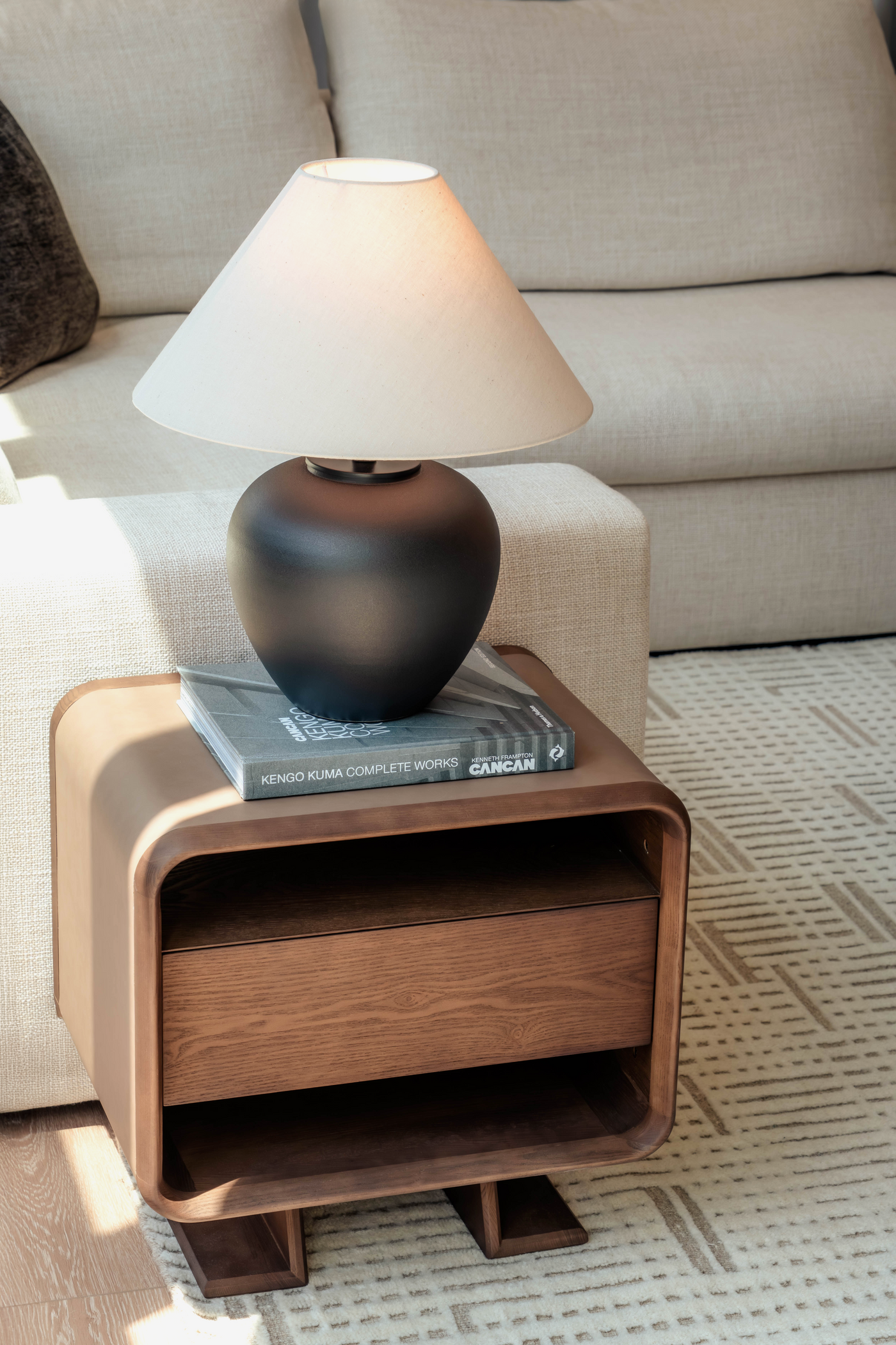 WAFT Side Table (Walnut) - Modern Wooden Nightstand with Storage