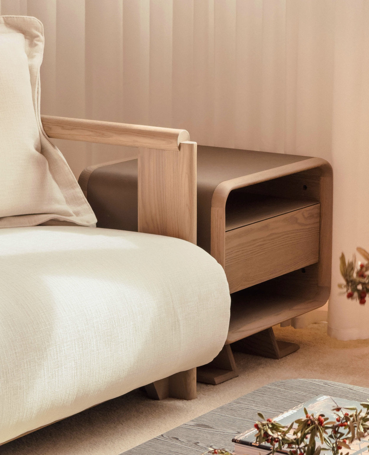 [NEW] WAFT Side Table-Modern Wooden Nightstand with Storage - Whitewash