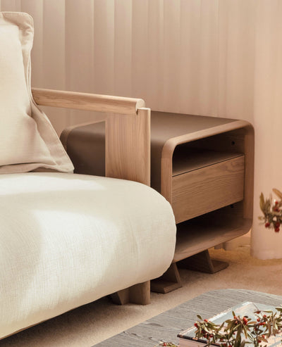 [NEW] WAFT Side Table-Modern Wooden Nightstand with Storage - Whitewash