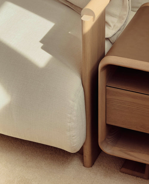 WAFT Side Table-Modern Wooden Nightstand with Storage - Whitewash