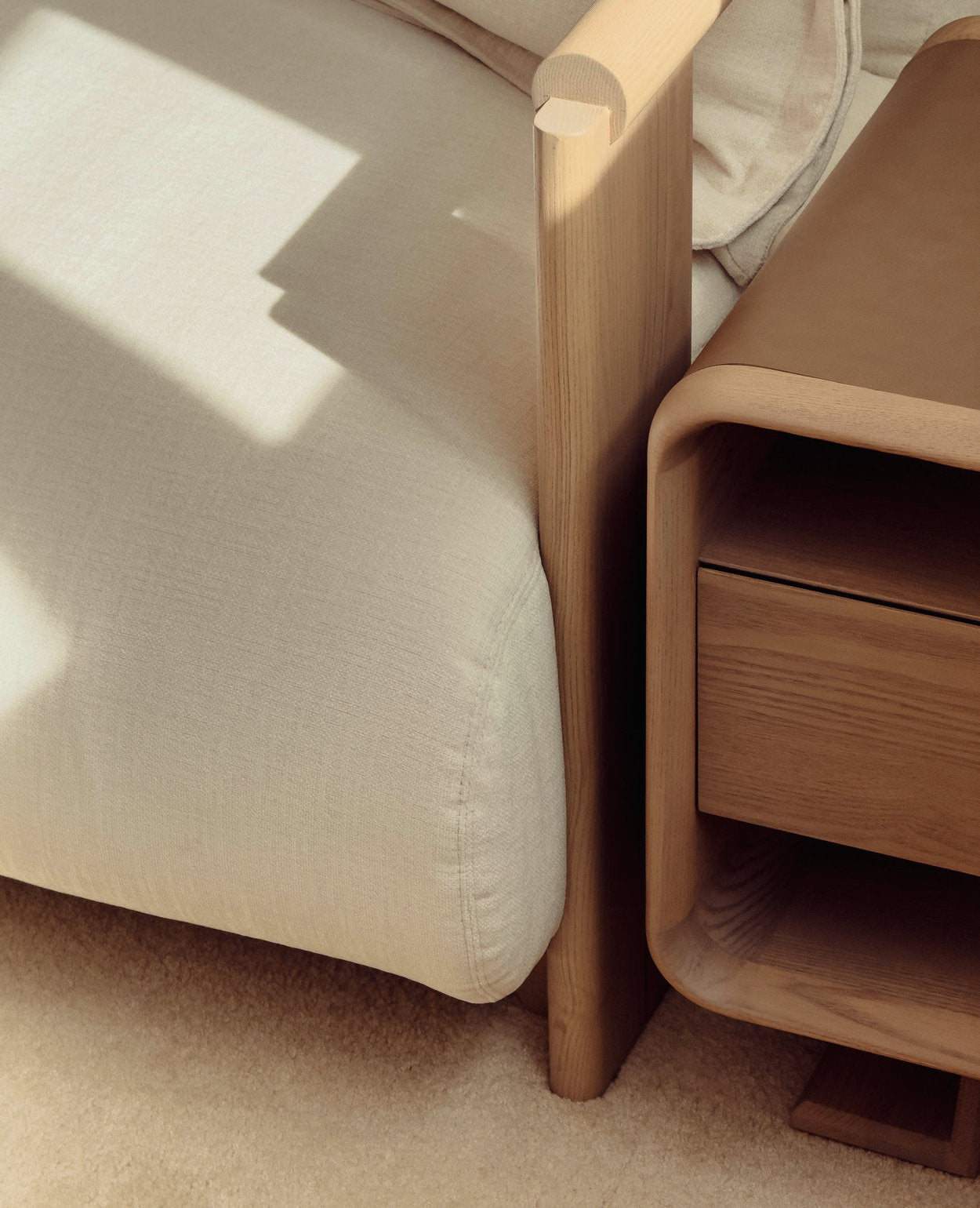 [NEW] WAFT Side Table-Modern Wooden Nightstand with Storage - Whitewash