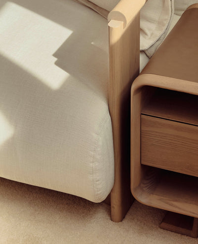 [NEW] WAFT Side Table-Modern Wooden Nightstand with Storage - Whitewash