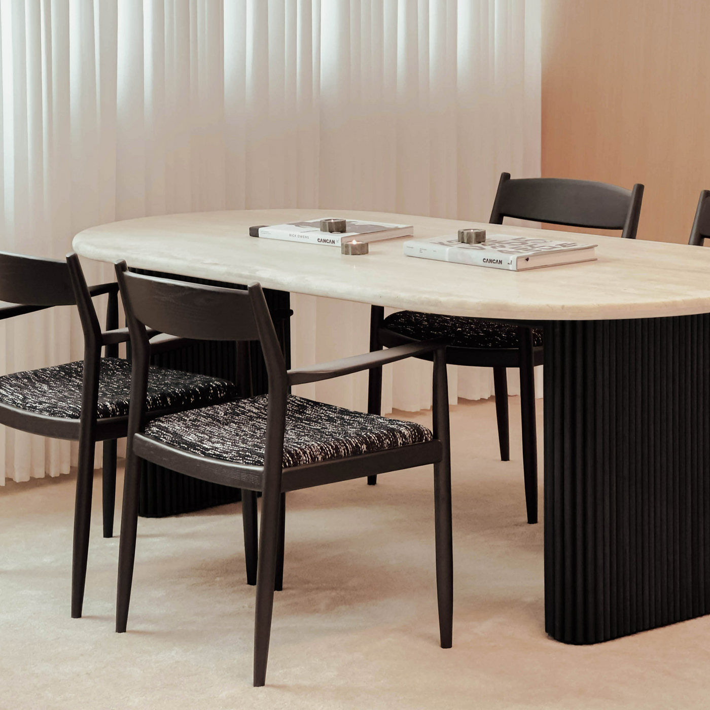 Thierry Travertine Dining Table (Black)