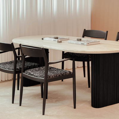 [NEW] Thierry Travertine Dining Table (Black)