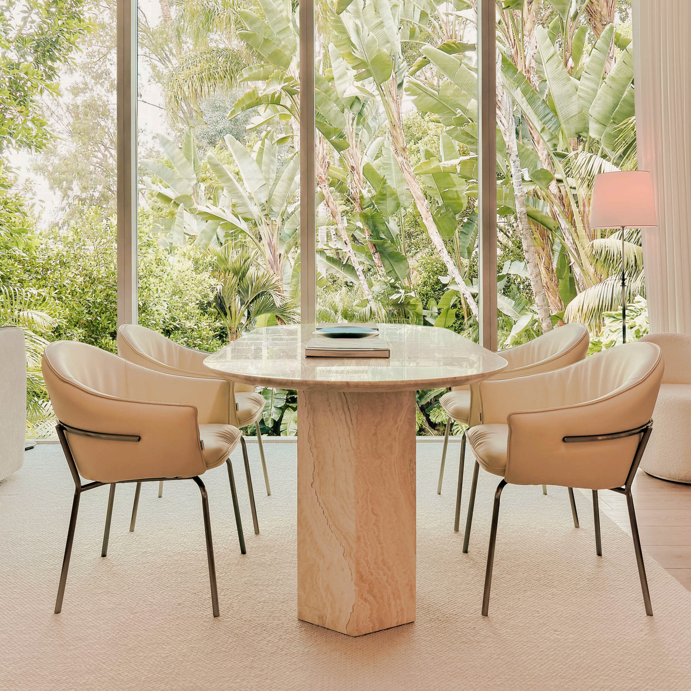 Santos Travertine Dining Table