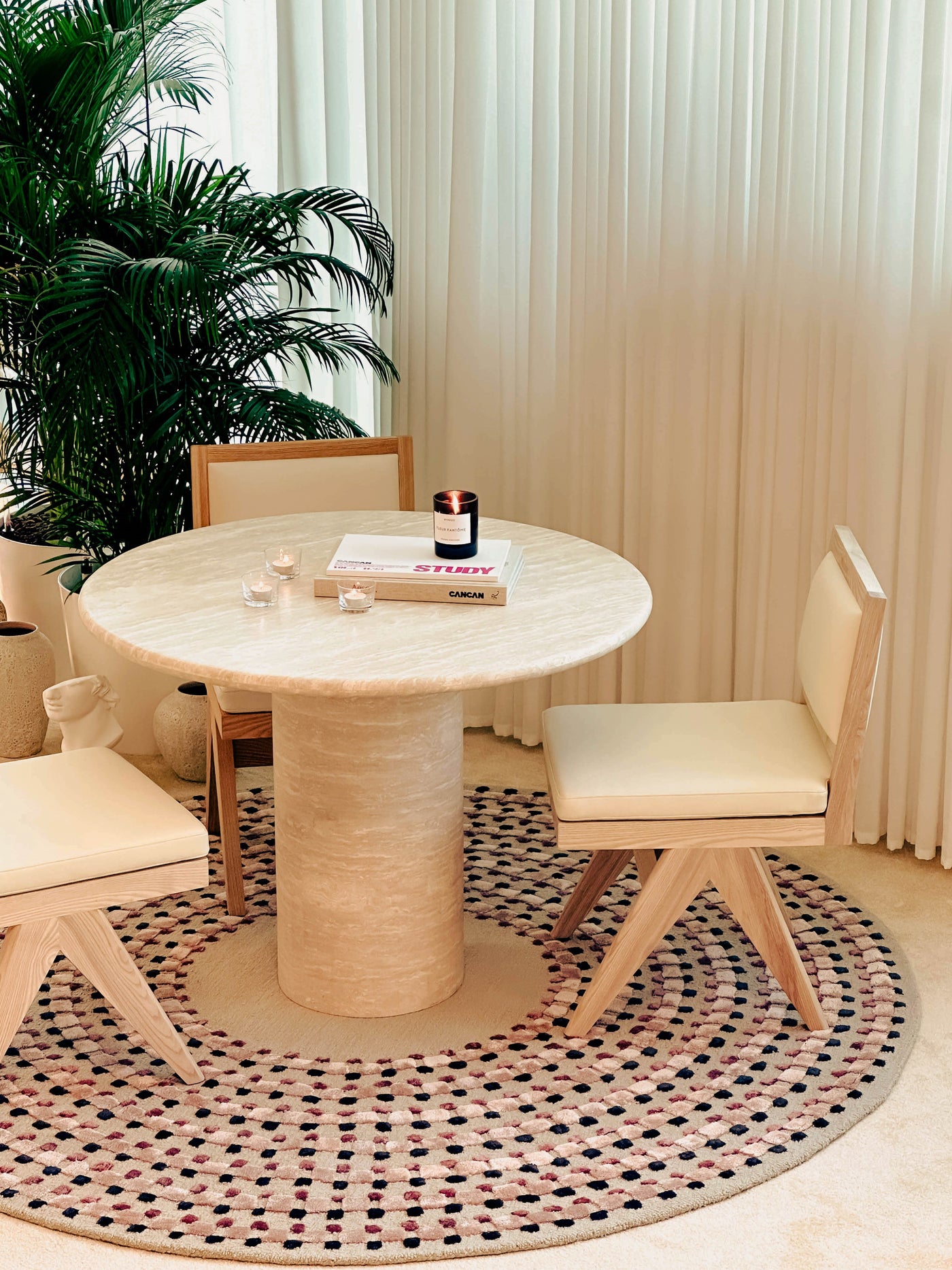 Kloss Travertine Round Dining Table