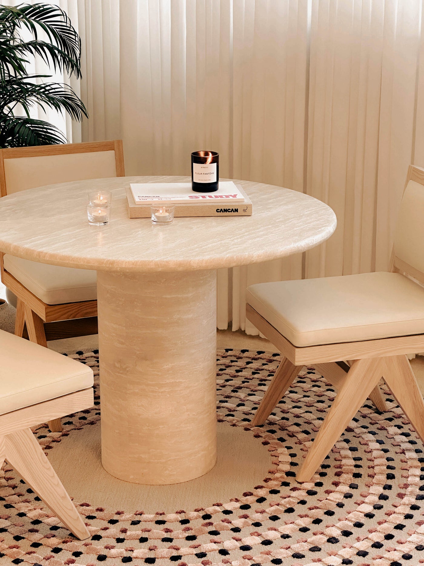 [NEW] Kloss Travertine Round Dining Table