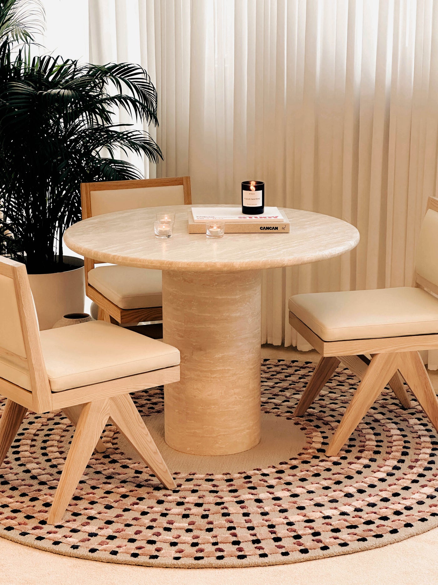 [NEW] Kloss Travertine Round Dining Table