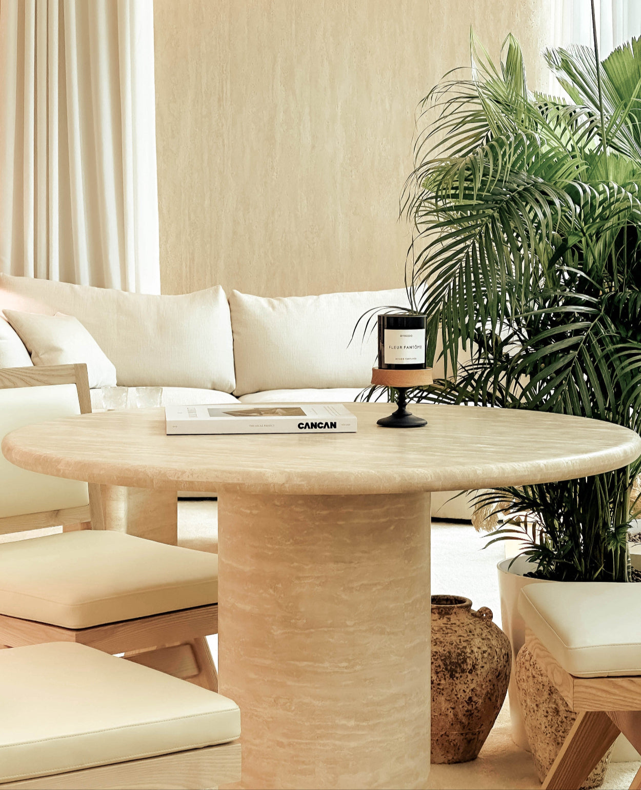 Kloss Travertine Round Dining Table