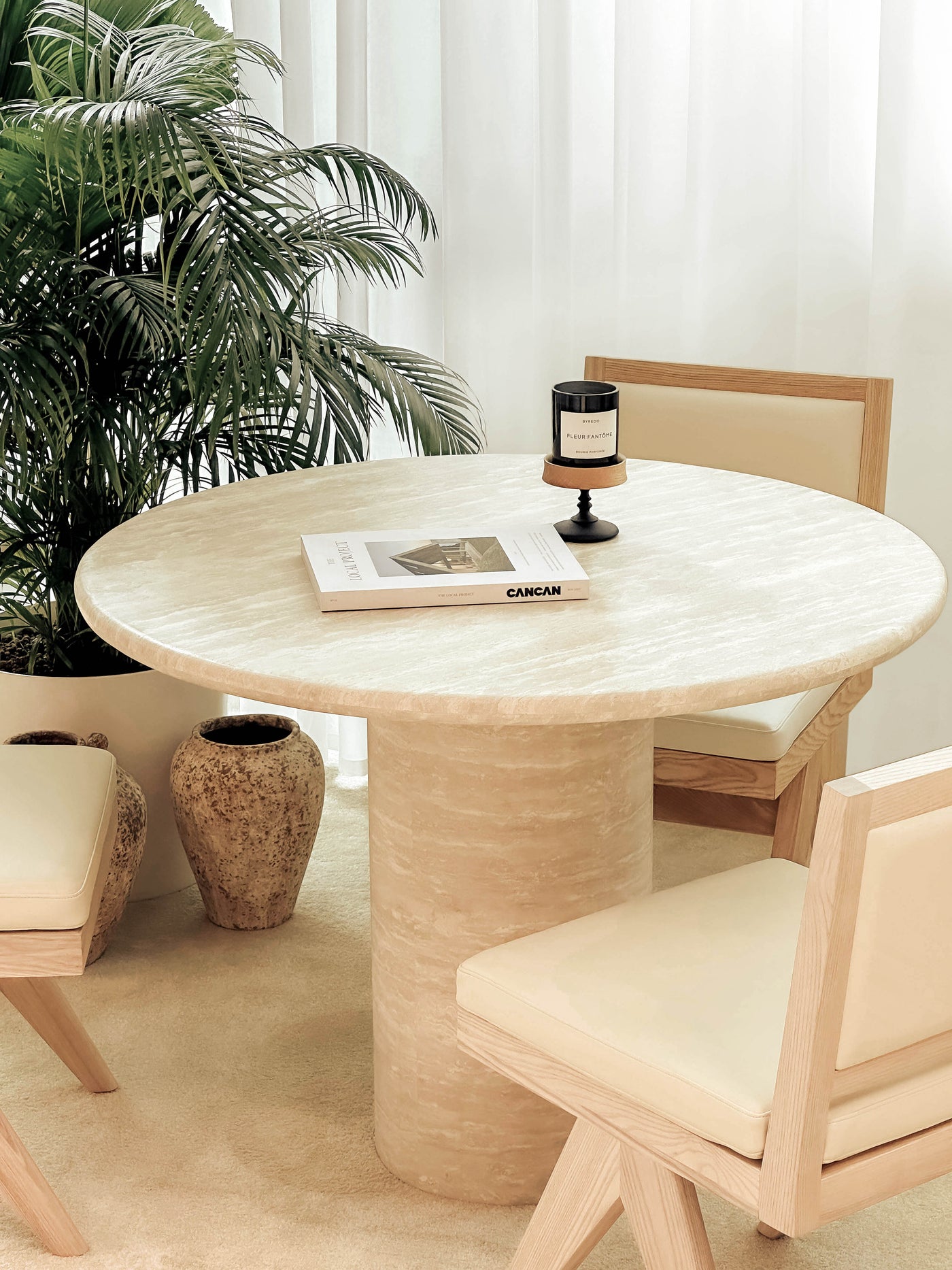 [NEW] Kloss Travertine Round Dining Table