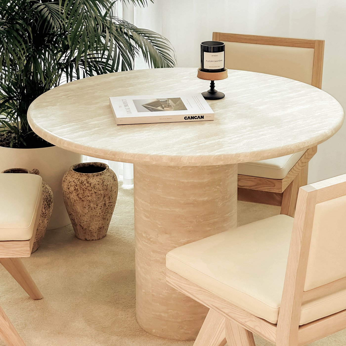 [NEW] Kloss Travertine Round Dining Table