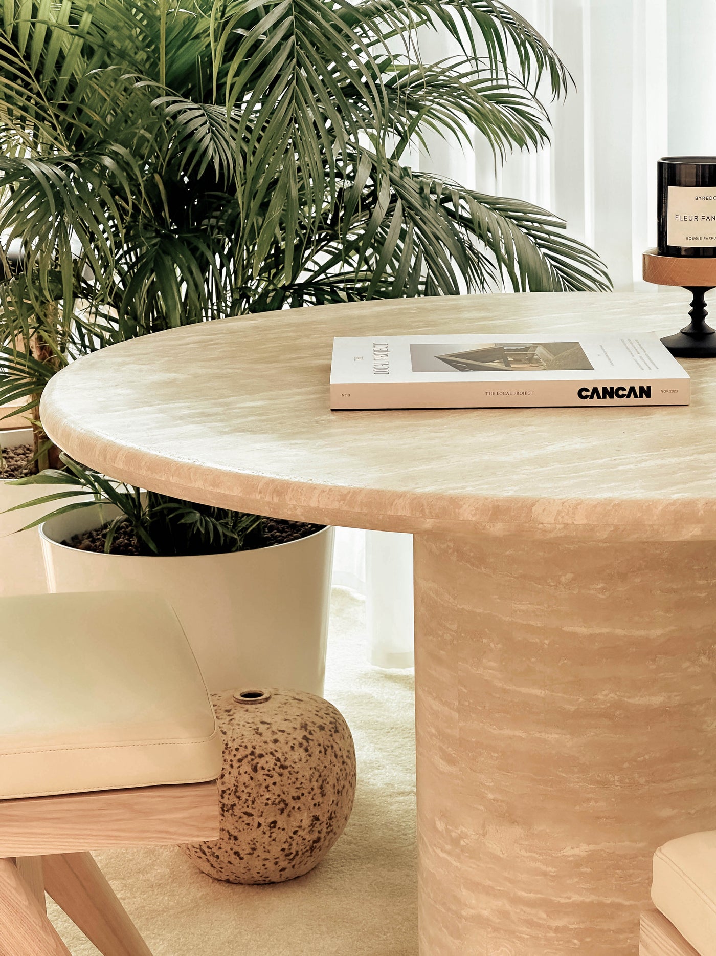 Kloss Travertine Round Dining Table