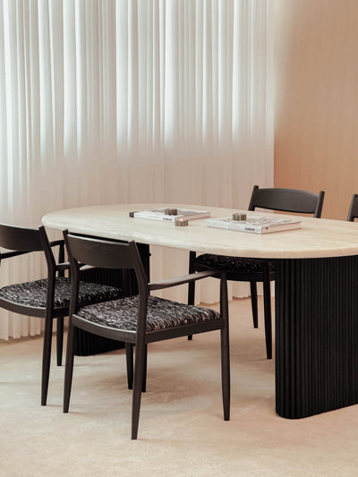 [NEW] Thierry Travertine Dining Table (Black)