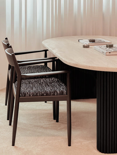 [NEW] Thierry Travertine Dining Table (Black)