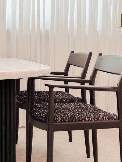 [NEW] Thierry Travertine Dining Table (Black)