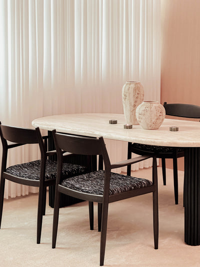 [NEW] Thierry Travertine Dining Table (Black)