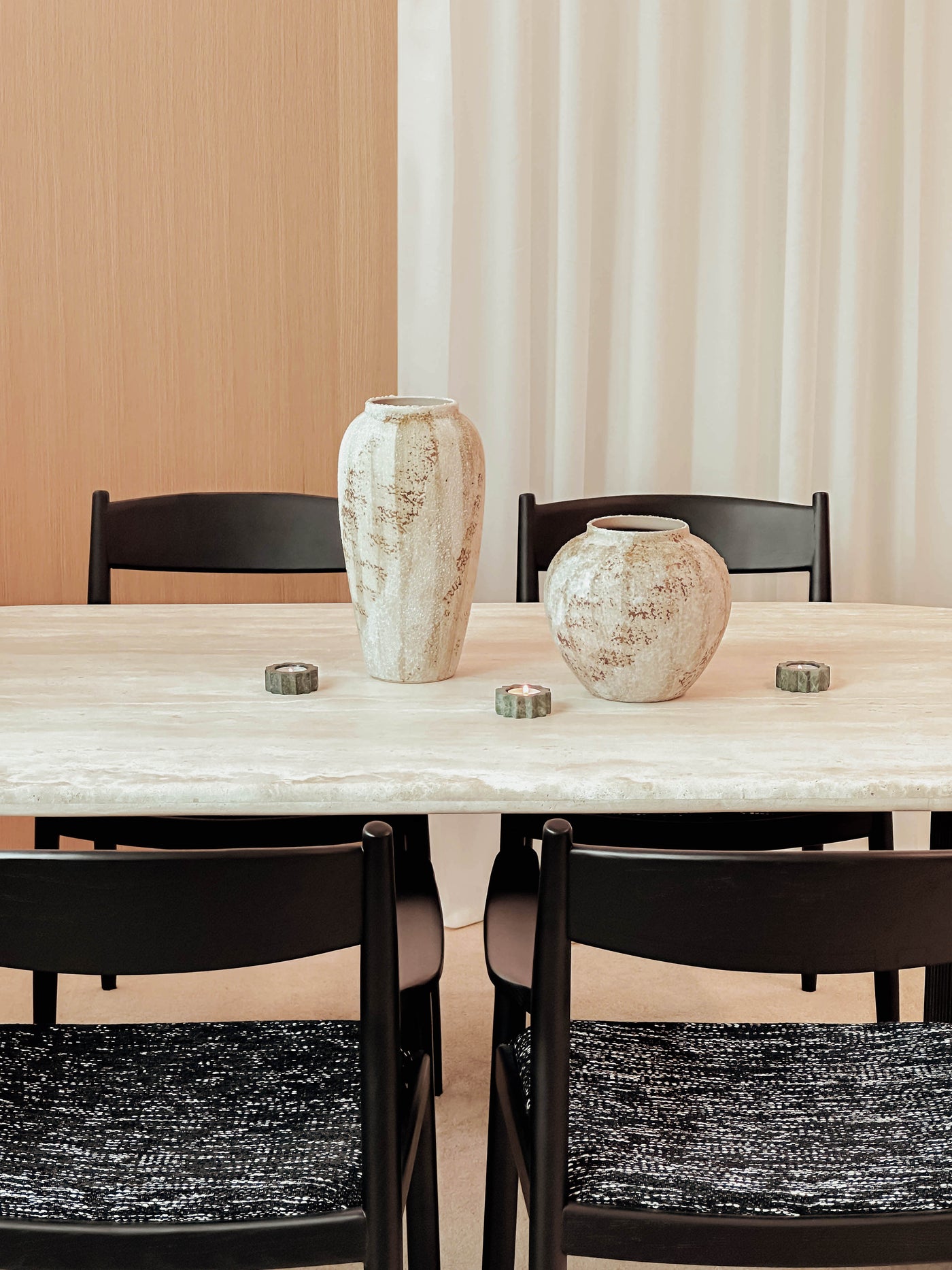 Thierry Travertine Dining Table (Black)