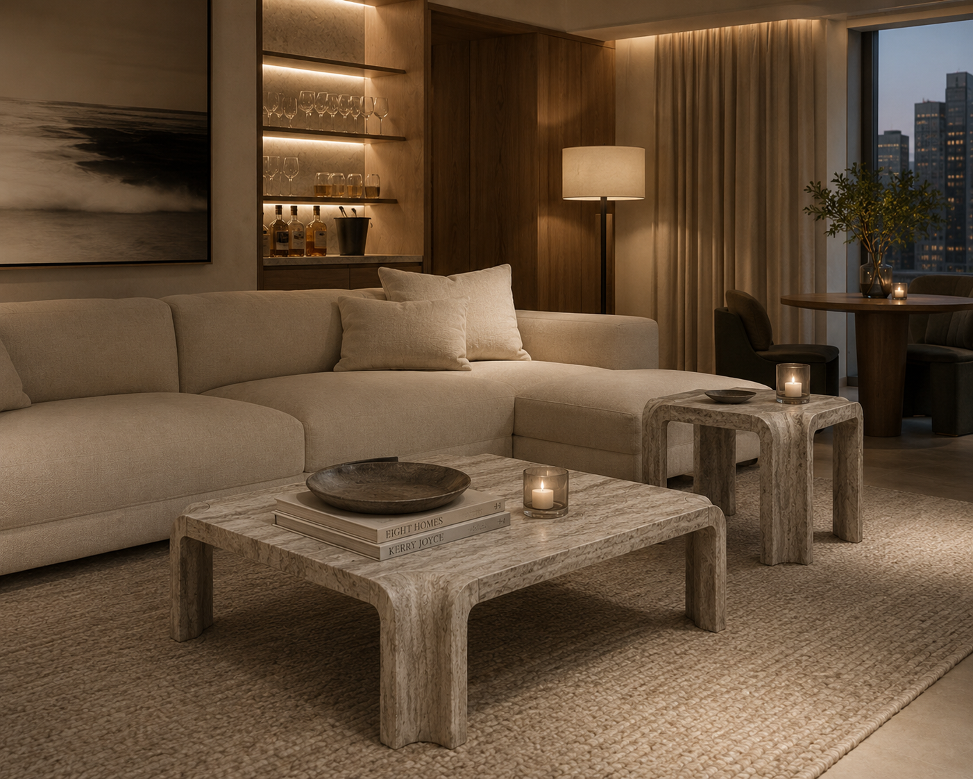 Cascade Coffee Table - Silver Travertine