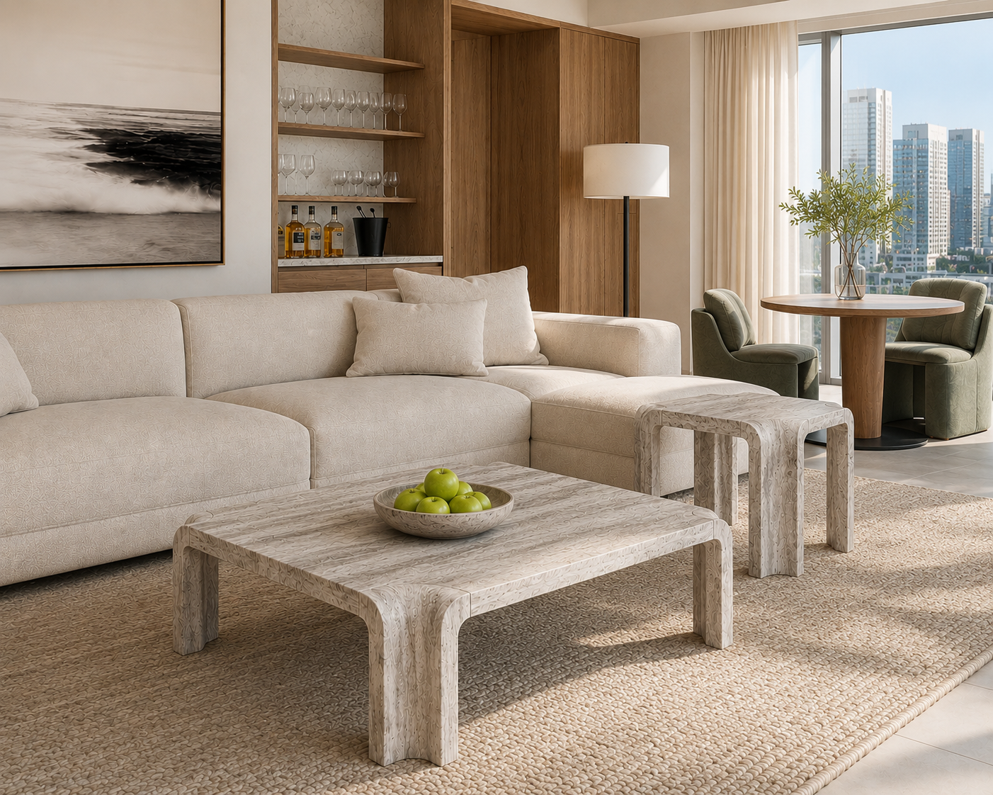 Cascade Coffee Table - Silver Travertine
