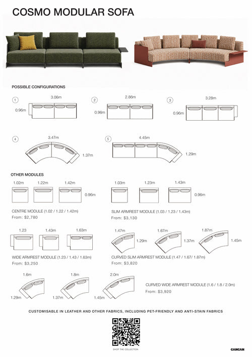 Cosmo Modular Sofa - 286 × 96cm