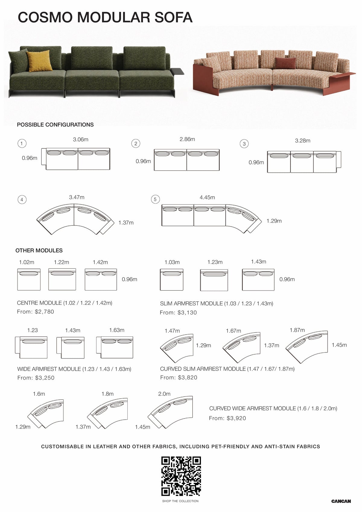 Cosmo Modular Sofa - 328 × 96cm