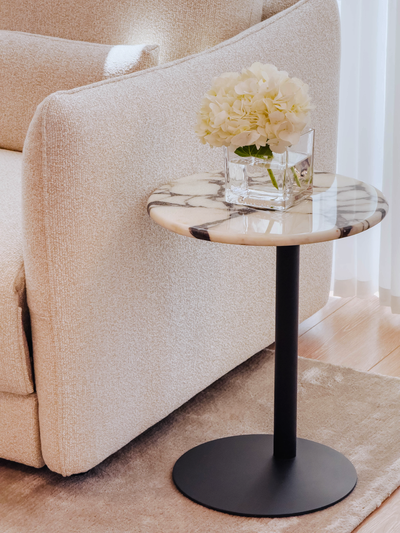 Freya Natural Marble Side Table (Calacatta Viola Marble)