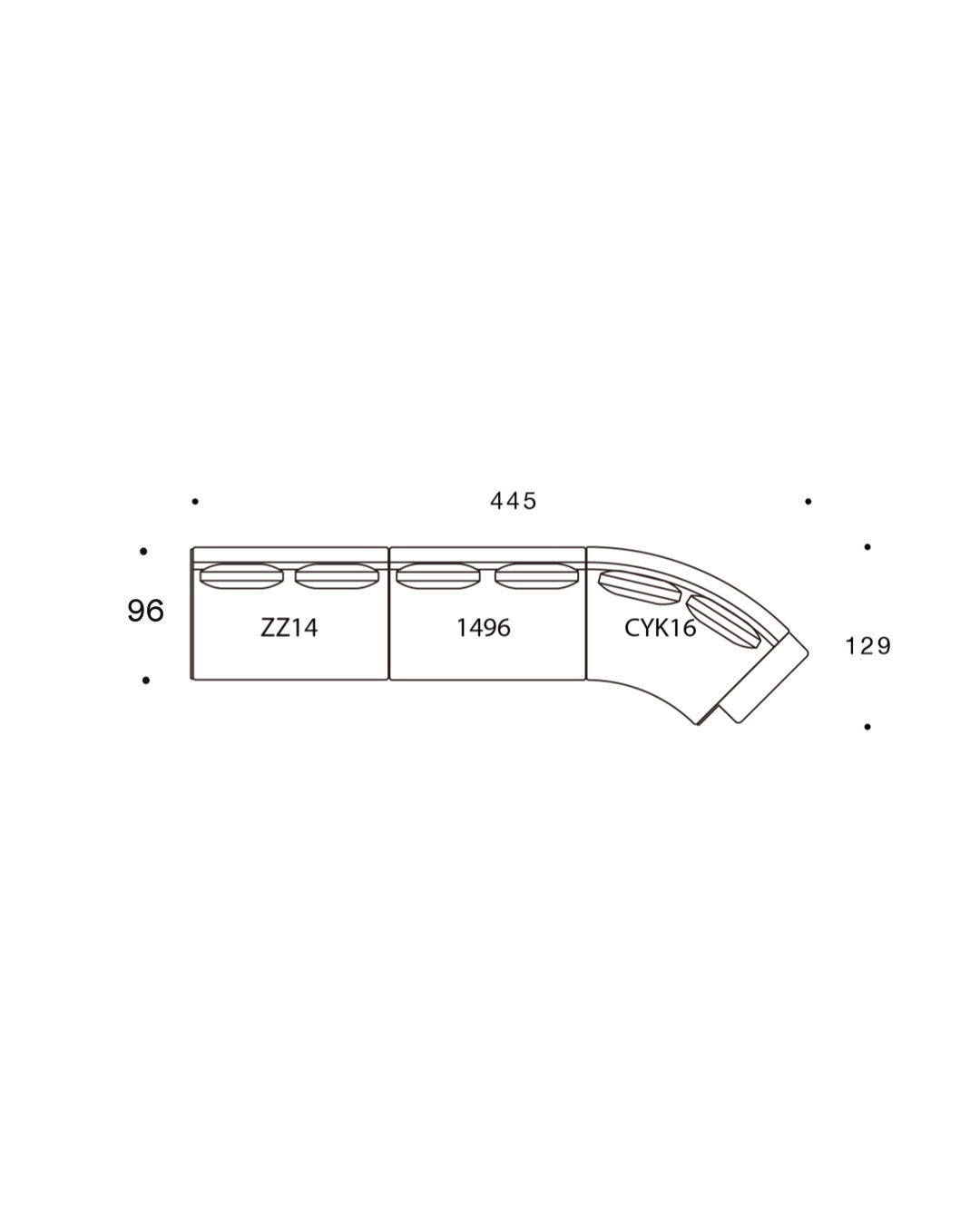 Cosmo Modular Sofa - 445 × 129cm