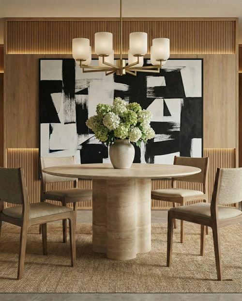 Rivage Round Travertine Dining Table — Italian Natural Stone