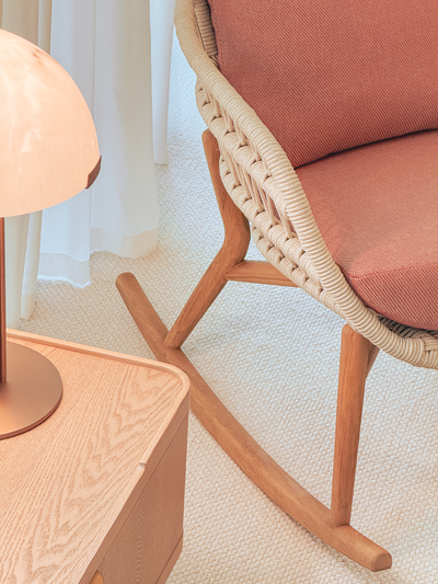 Vasca Rocking Chair – Performance Fabric & Handwoven Rope