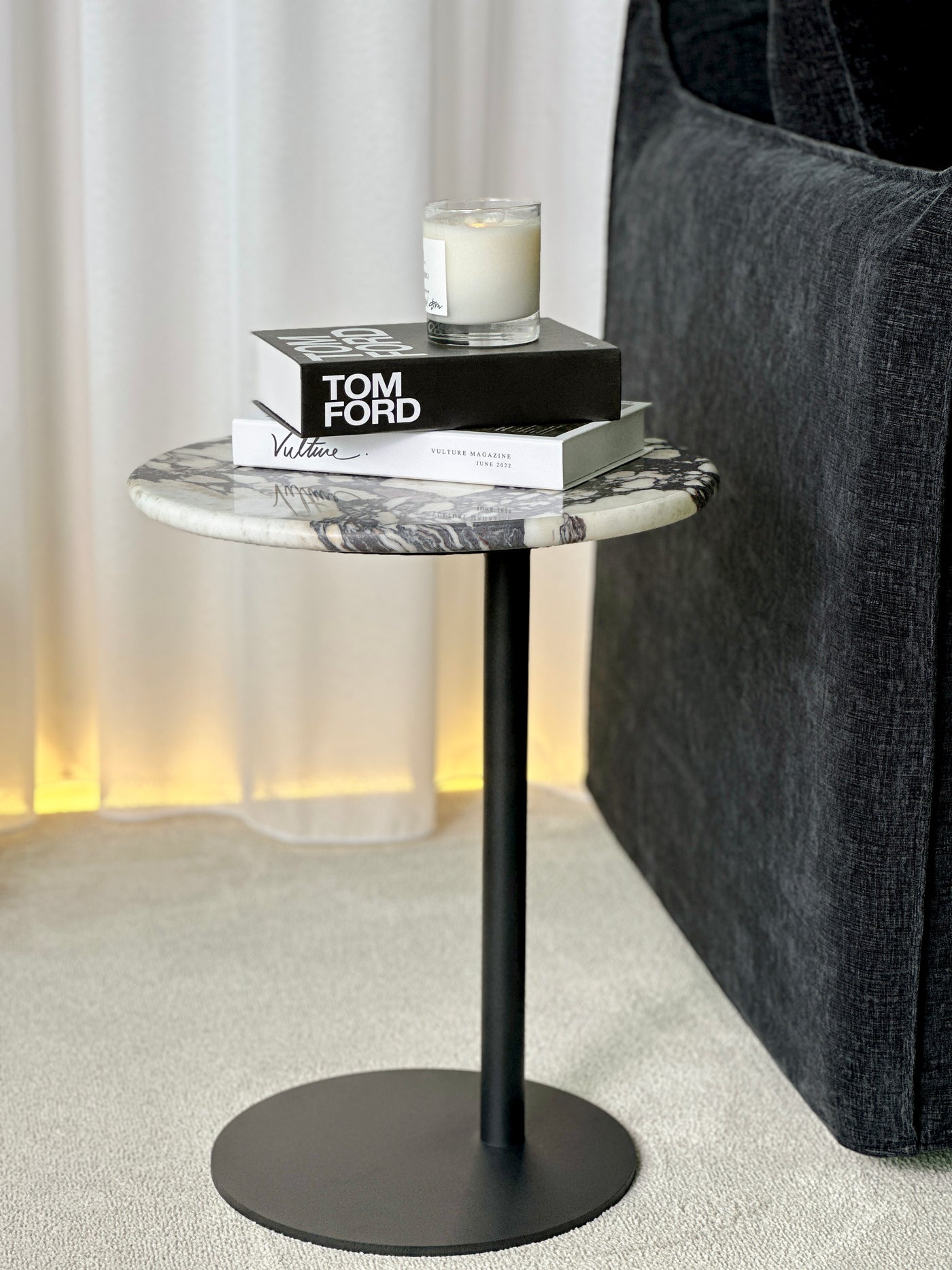 Freya Natural Marble Side Table (2 colours)